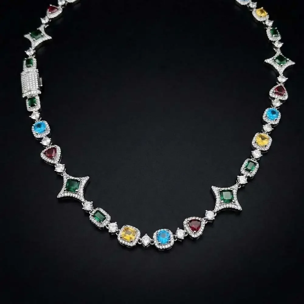 Multi Coloured Gemstone Necklace 18 Inch Aa 09